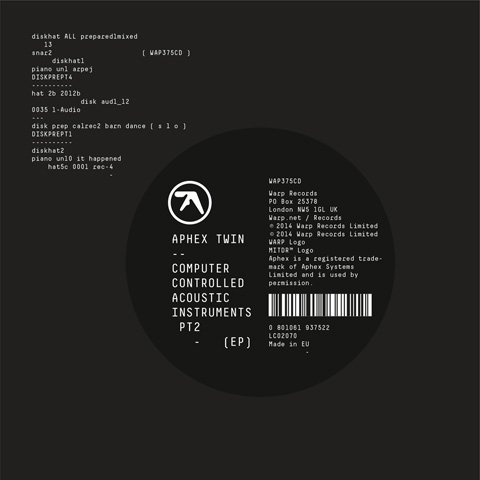 Aphex Twin announces Computer Controlled Acoustic Instruments pt2 EP, out January 23