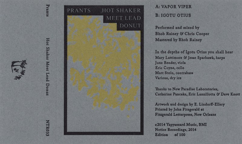 Chris Cooper (Caroliner) and Bhob Rainey (nmperign) collaborate as Prants, release Shaker Meet Lead Donut