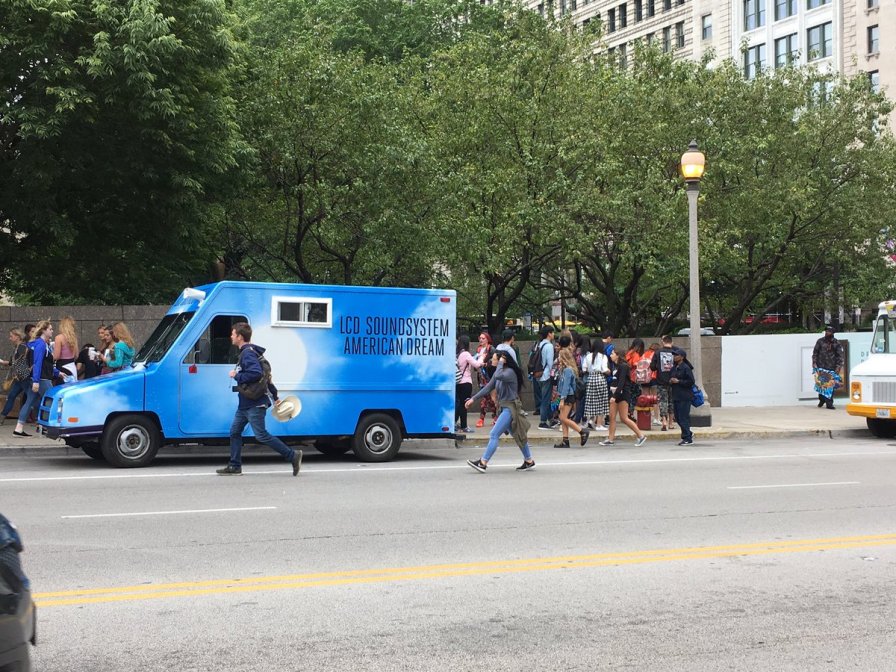 LCD Soundsystem ice cream truck stalking citizens of Chicago with its music, ice cream
