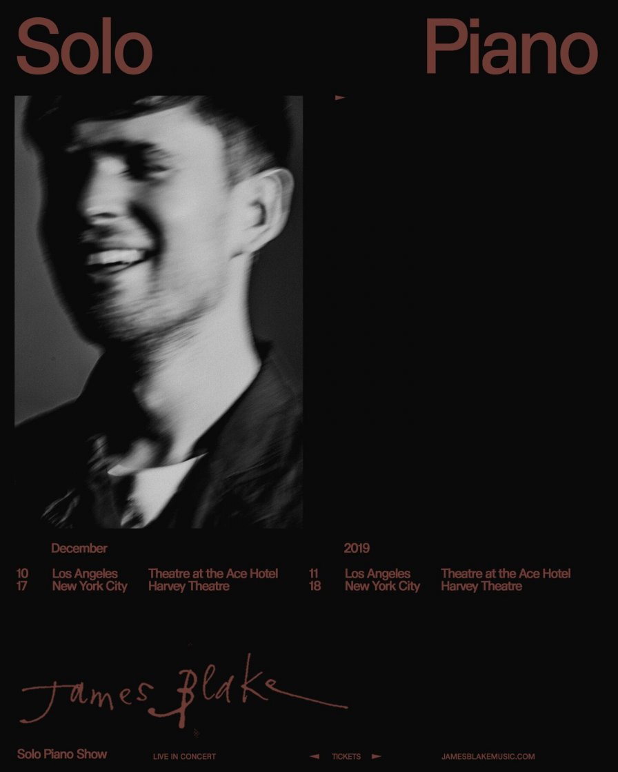 James Blake announces four "Solo Piano" shows in Los Angeles and New York